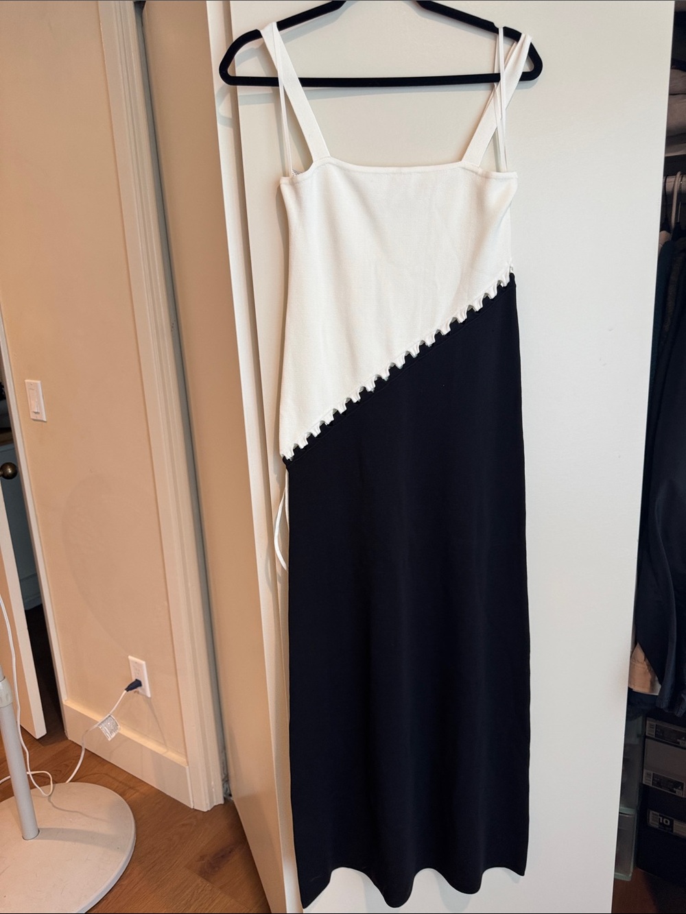 By Johnny Black and White Asymmetric Slip Dress